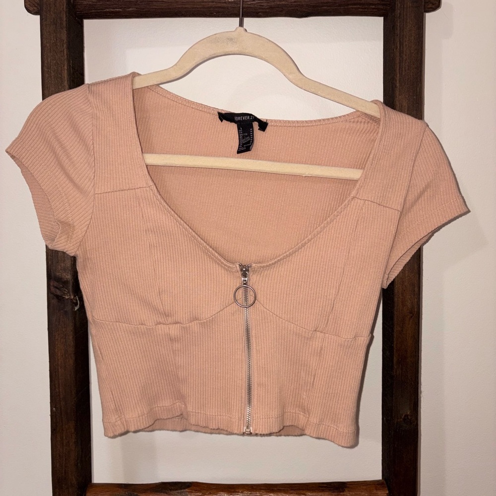 Forever 21 Blush Pink Ribbed Crop Top